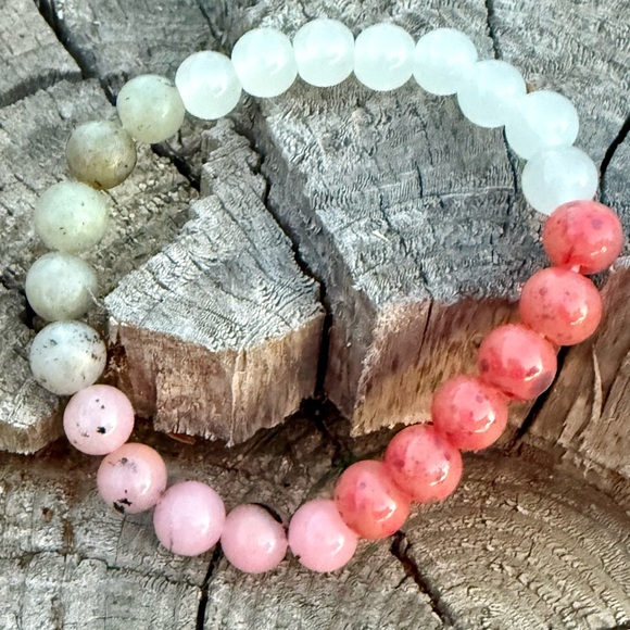 Brand New Gemstone Bracelet Strawberry & Rose Quartz, Moonstone Labradorite - Picture 7 of 7